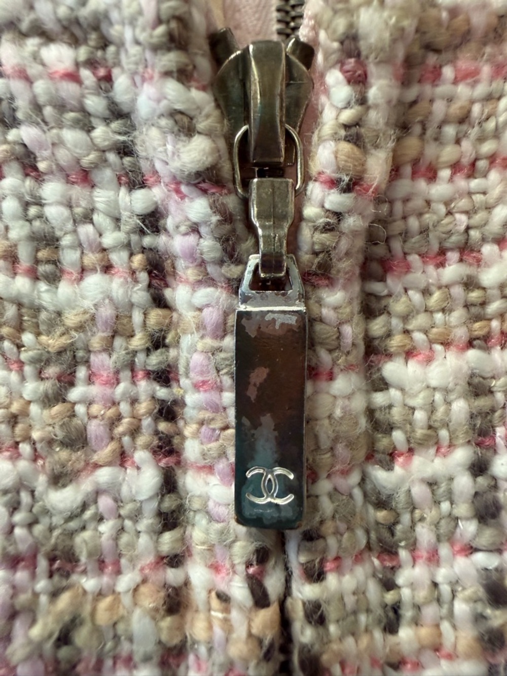CHANEL Blush Pink Tweed Midi Dress with Front And Back Zip - Picture 12 of 13
